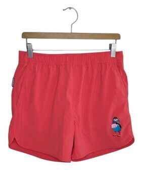 Bonobos Red-Orange Throwback Swim Trunks Embroidered Puffin Size Medium